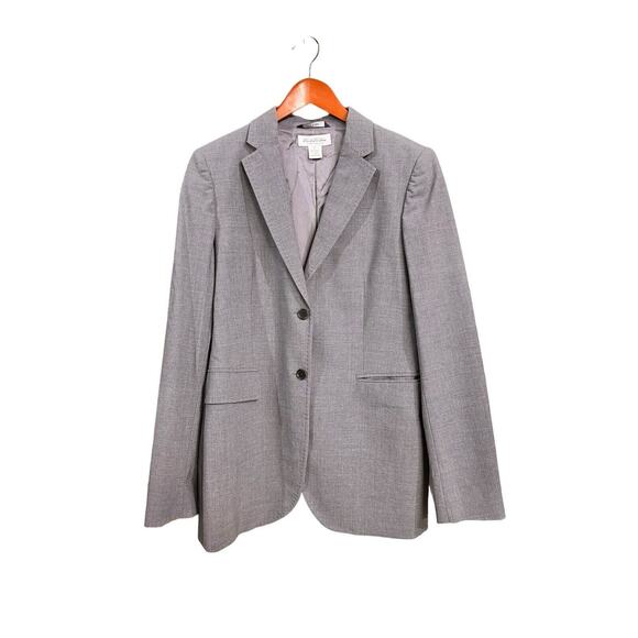 Brooks Brothers Womens Sz 8 Gray 2 Button Blazer Jacket Wool Blend Made In Italy - Picture 1 of 7